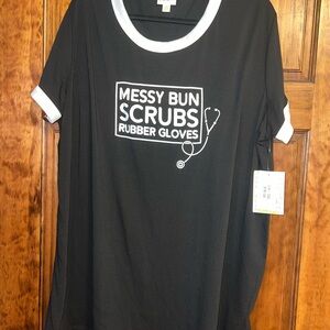 Black Graphic T-Shirt with White Design